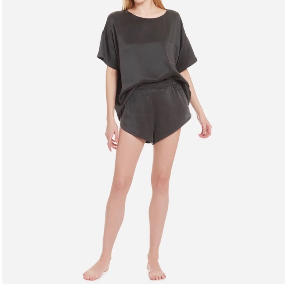 Lunya Washable Silk Sleep Short Meditative Grey Size XS/S